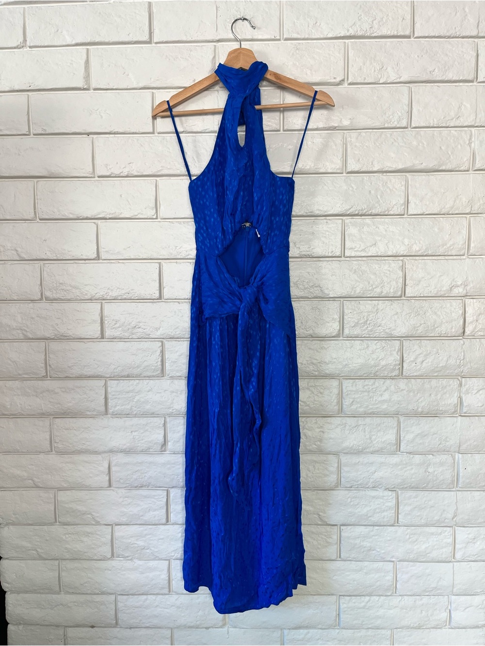 NWT & Other Stories Halter Cut Out Midi Dress Women’s Vibrant Royal Blue Sz 4 - Picture 3 of 9